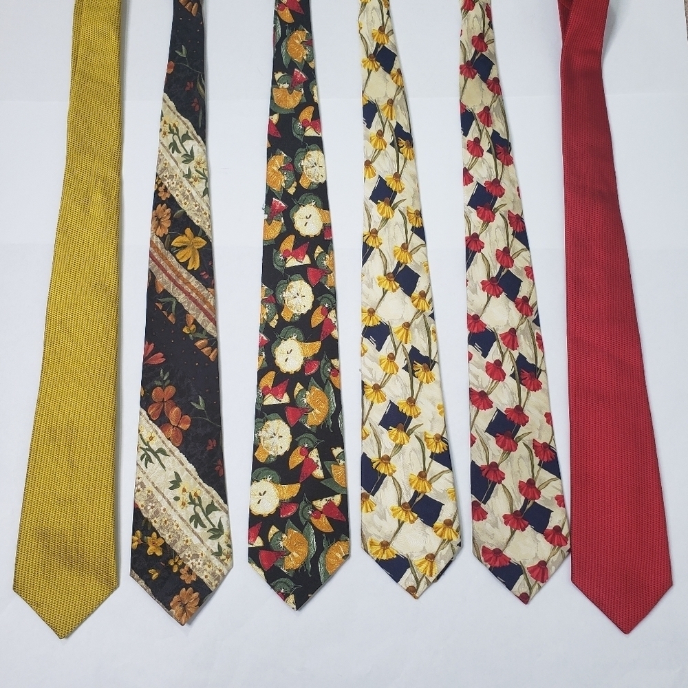 Bullock & Jones silk ties bundle of 6 fruit and floral